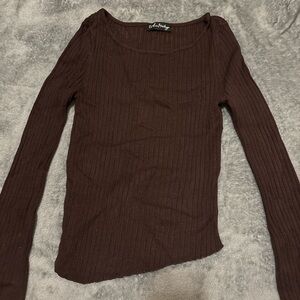 Brandy Melville Dark Brown Ribbed Long Sleeve Top